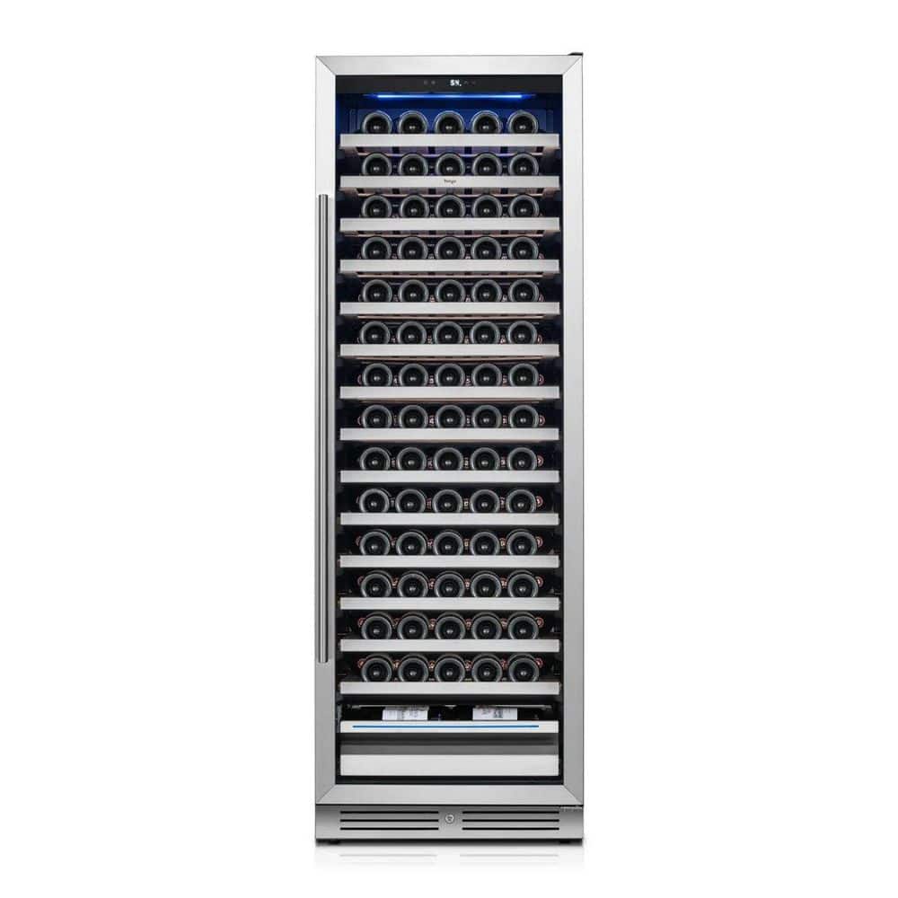 24 in. Single Zone 165-Bottle Wine Cooler Refrigerator Built-in /Freestanding in Stainless Steel (Right-Hinged) price history on PriceWatchPro