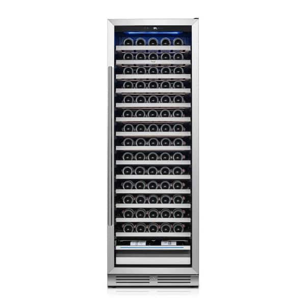 24 in. Single Zone 165-Bottle Wine Cooler Refrigerator Built-in /Freestanding in Stainless Steel (Right-Hinged)