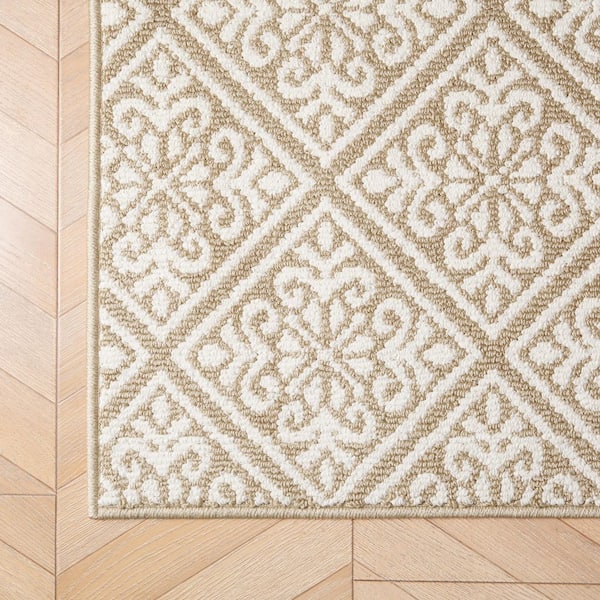 Austell 2-Tone Berber/Ivory 2 ft. x 8 ft. Geometric Polypropylene Runner Rug