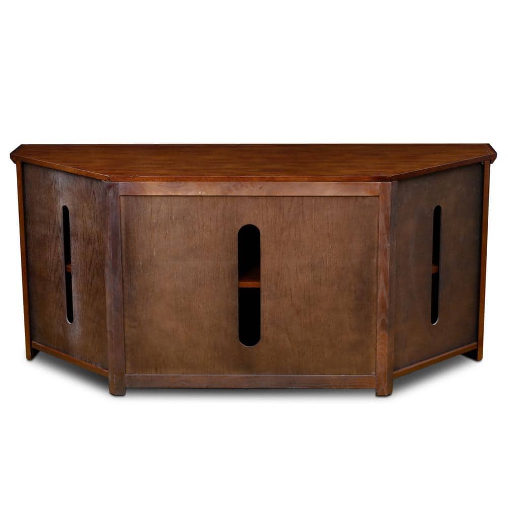 Mission Oak Adjustable Corner TV Stand with Glass Doors, 56"