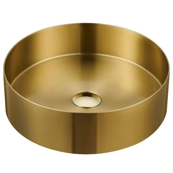 null CCV200 14-1/4 in . Stainless Steel Vessel Bathroom Sink in Yellow Gold