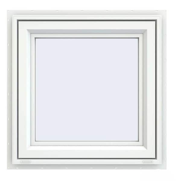 JELD-WEN 23.5 in. x 23.5 in. V-4500 Series White Vinyl Right-Handed Casement Window with Fiberglass Mesh Screen