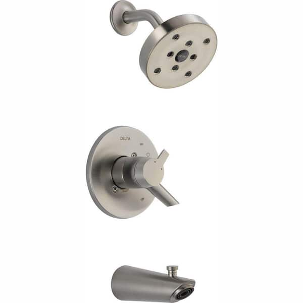 Delta Compel 1-Handle H2Okinetic Tub and Shower Faucet Trim Kit in Stainless (Valve Not Included)