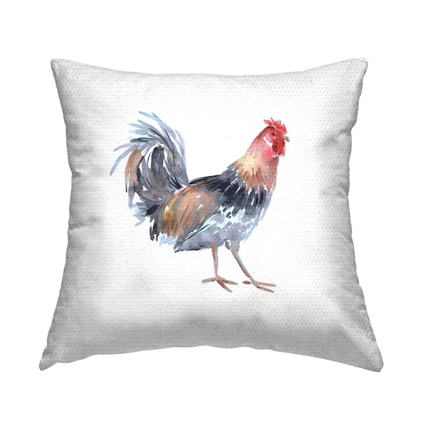 Stupell Industries Rural Farm Rooster Multi-Color Square Outdoor Throw Pillow