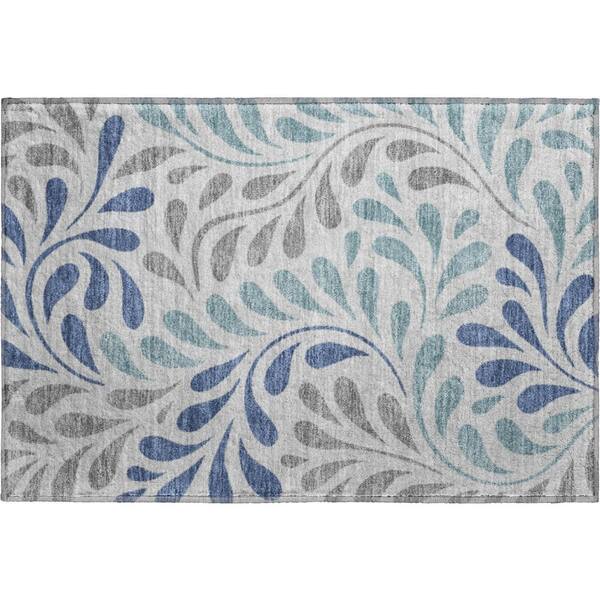 Mayfield Premium Machine Washable Abstract AMF2411 Silver 2 ft. x 3 ft. Accent Rug