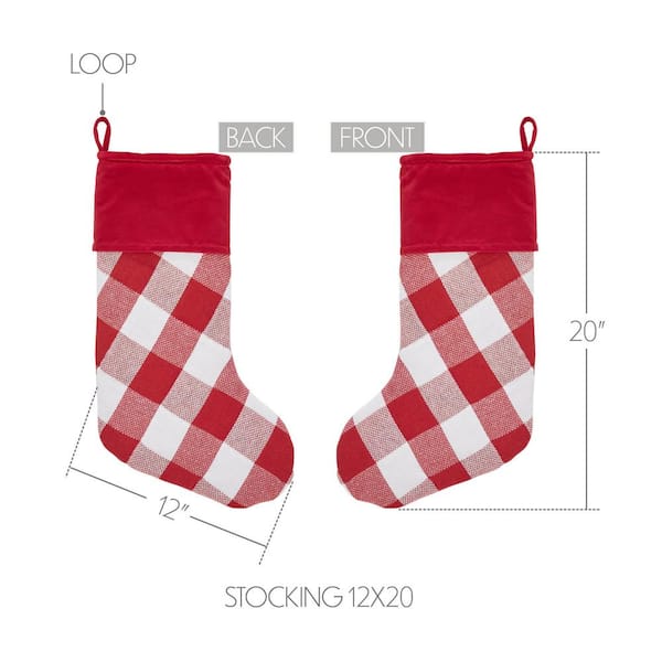 VHC Brands 20 in. Annie Red Check Farmhouse Christmas Stocking 84087 - The  Home Depot