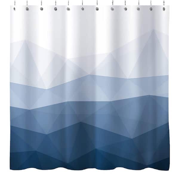 Unbranded Ombre Blue Fabric Shower Curtain 71x71 Contemporary Bathroom Décor with Rust-Proof Grommets