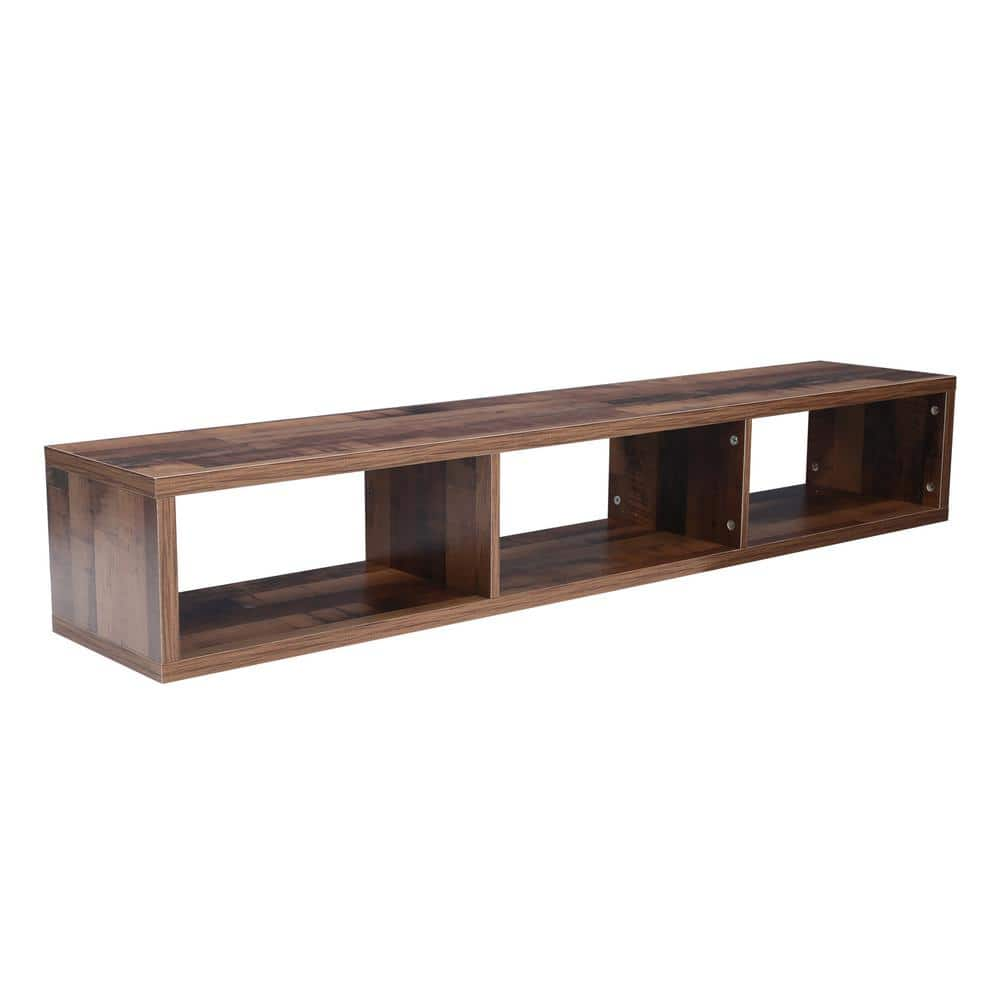 60 in. Brown Shallow Floating TV Console Up to 80 in -  aisword, W3312PBH8762