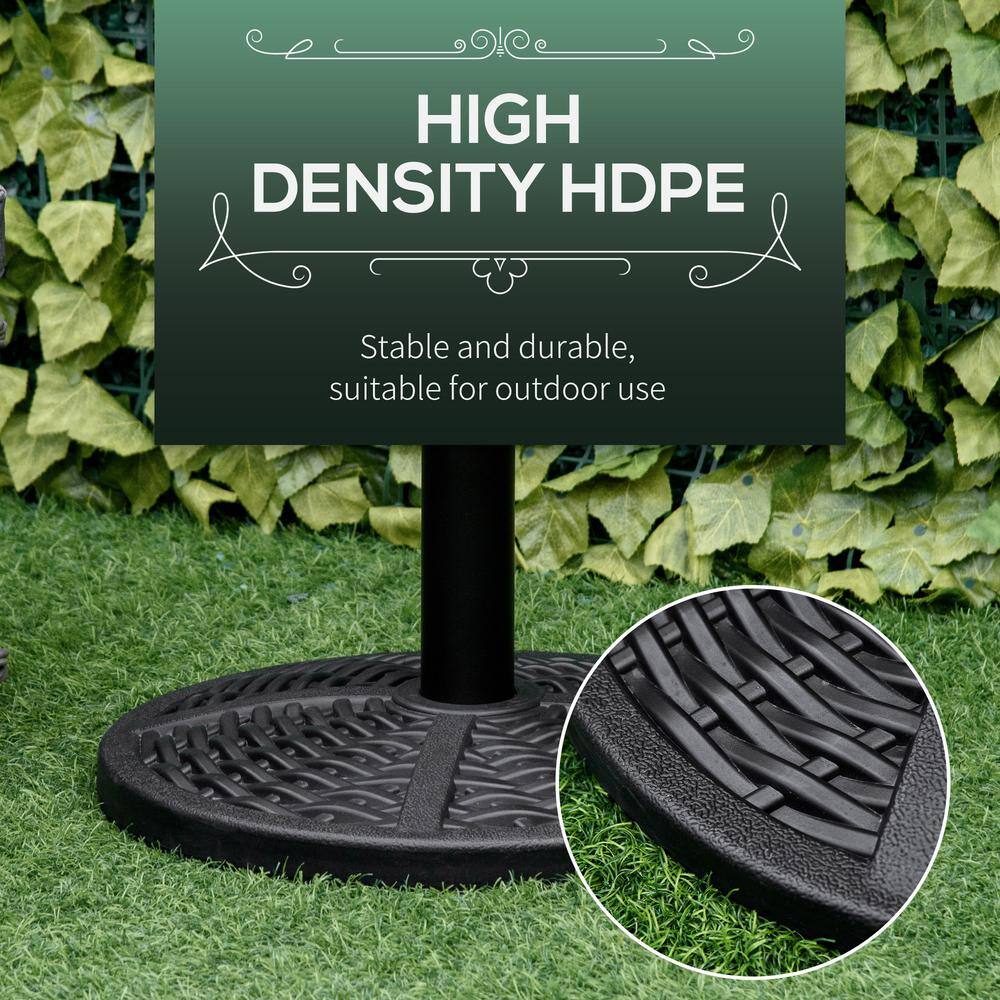 Black Heavy Duty Round Concrete Umbrella Base with Rattan Design
