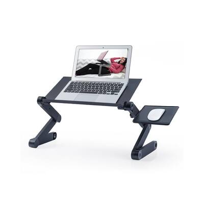 RAINBEAN 16.5 in. Black Adjustable and Foldable Portable Laptop Stand with Mouse Pad
