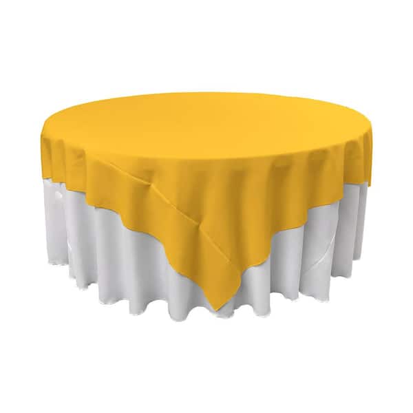 LA Linen 72 in. x 72 in. Dark Yellow Polyester Poplin Square Tablecloth