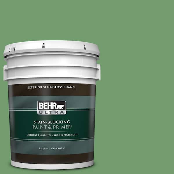 BEHR ULTRA 5 gal. #450D-6 Shire Green Semi-Gloss Enamel Exterior Paint & Primer