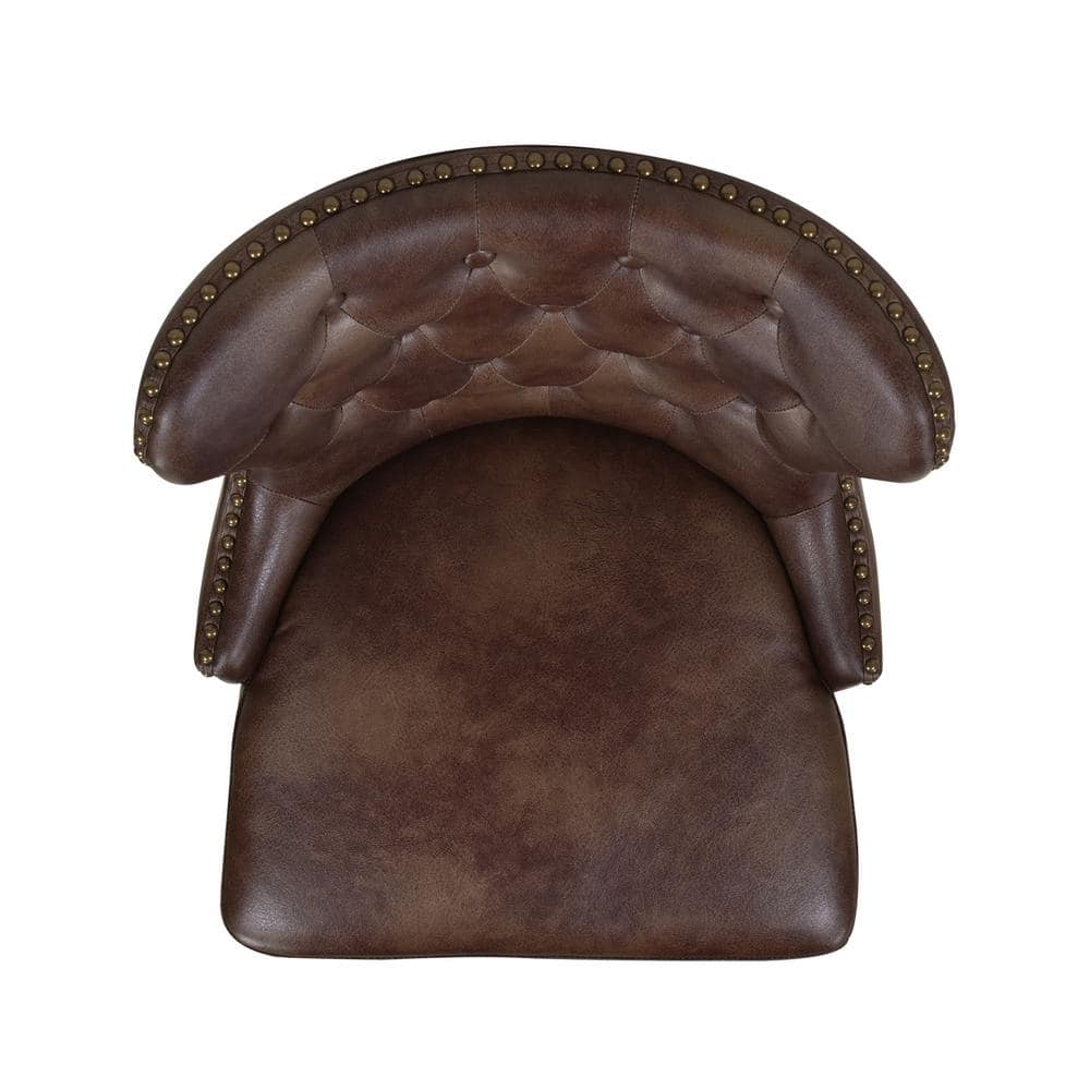 Holmes Mid Brown Leather 360 Swivel Counter-Height Barstool