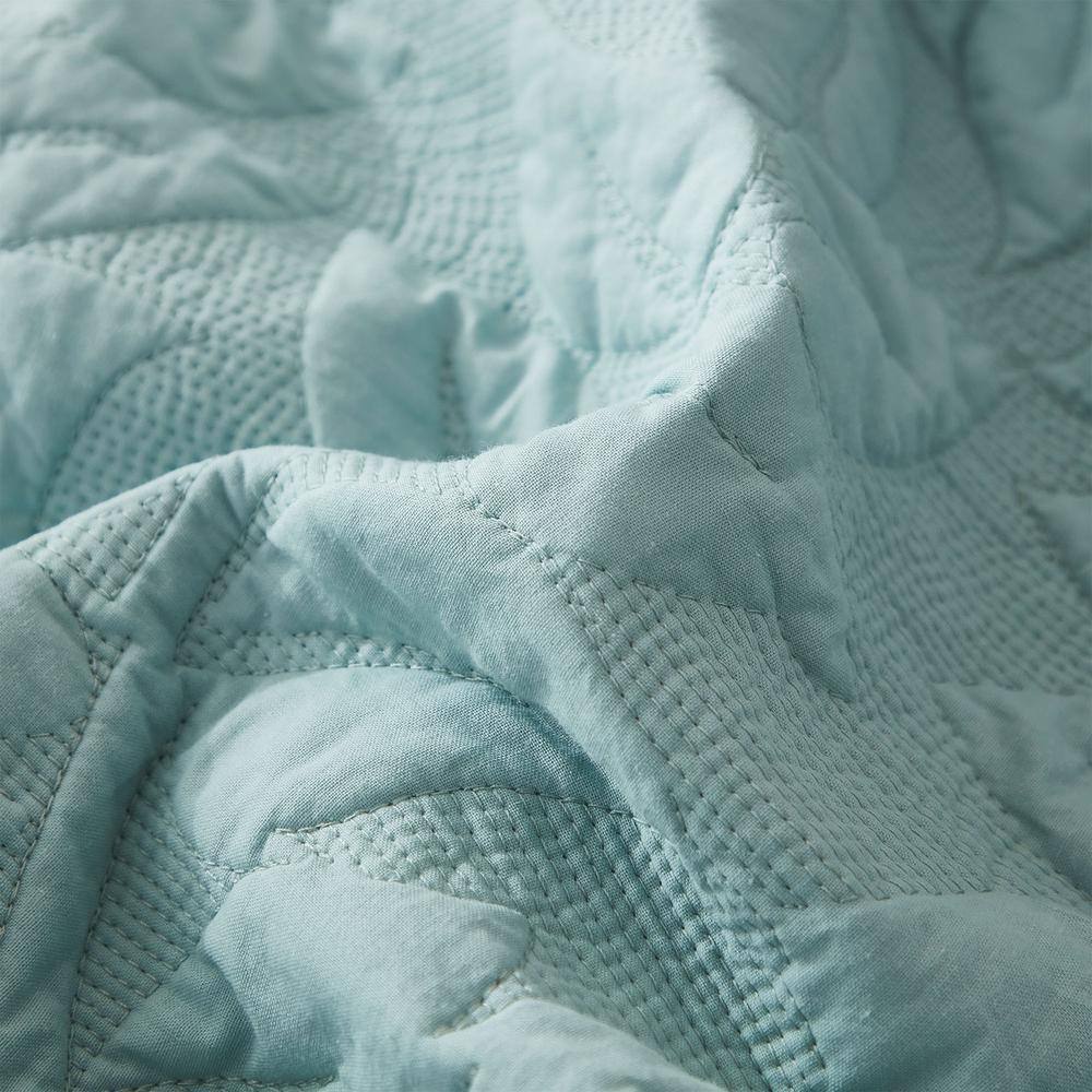 Oversized Green Cotton Queen Bedspread Quilt Set