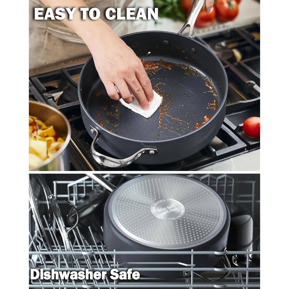 12-Inch Black Nonstick Aluminum Multi-Use Pan with Glass Lid