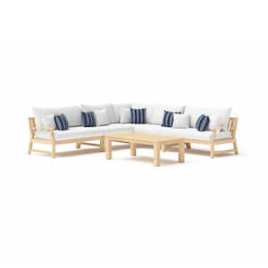 Kooper 6-Piece Wood Outdoor Sectional Seating Set with Sunbrella Centered Ink Cushions