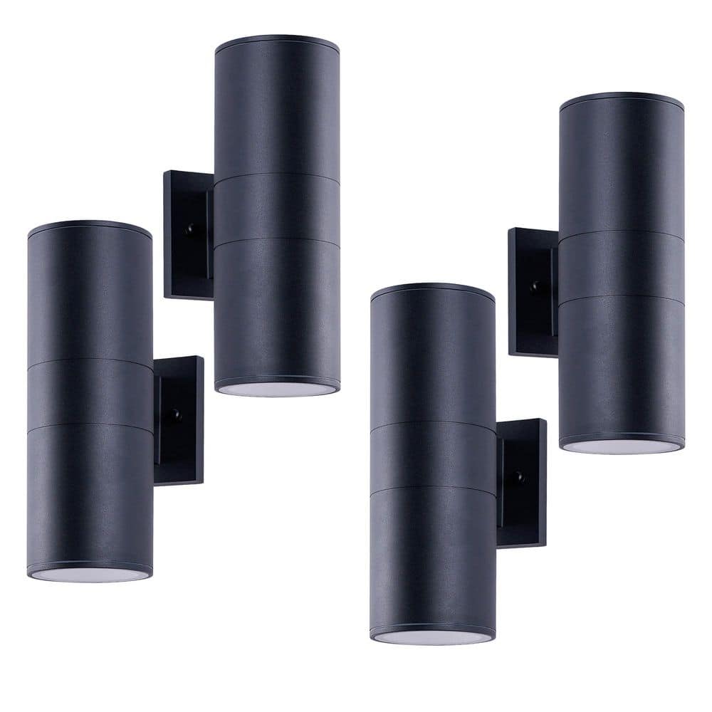 12 in. Up/Down Outdoor Wall Light 4-Pack, 2700K Warm LED Cylinder Sconce, Matte Black Weatherproof for Porch and Patio price history on PriceWatchPro