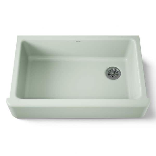 Whitehaven 35.6875 in. Farmhouse/Apron-Front Single Bowl Aspen Green Cast Iron Kitchen Sink