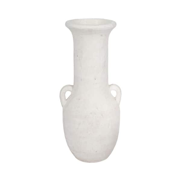 Liv & Skye 19 in. White Ceramic Amphora Nomad Rough Finish Decorative Vase