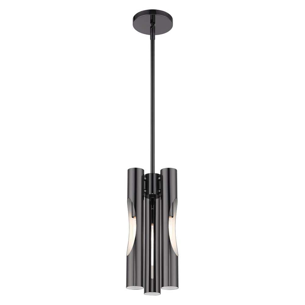 Acra Minimalist 3-Light Black Chrome Pendant Chandelier