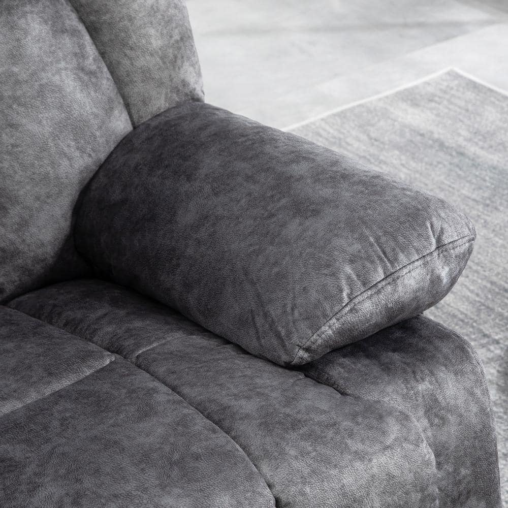 Charcoal Gray Velvet Swivel Recliner Chair with Metal Base