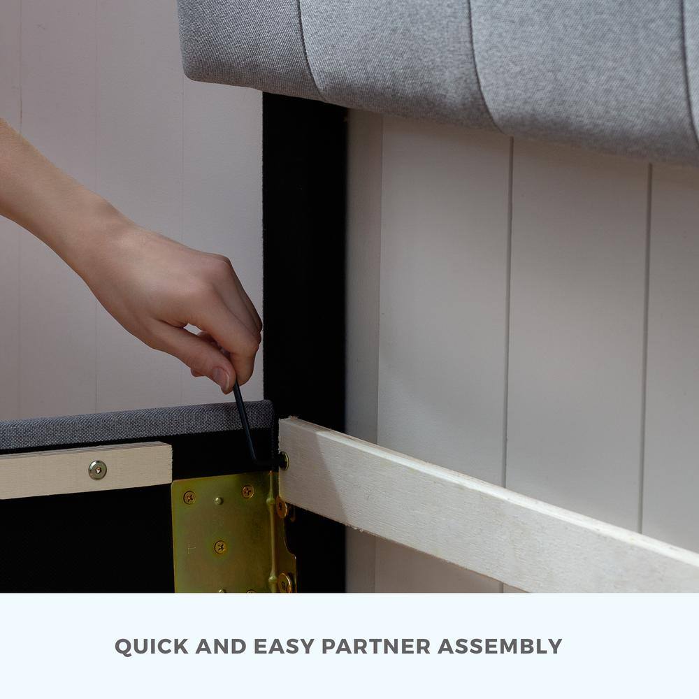 Queen Tara Square Tufted Linen-Look Upholstered Bed Frame