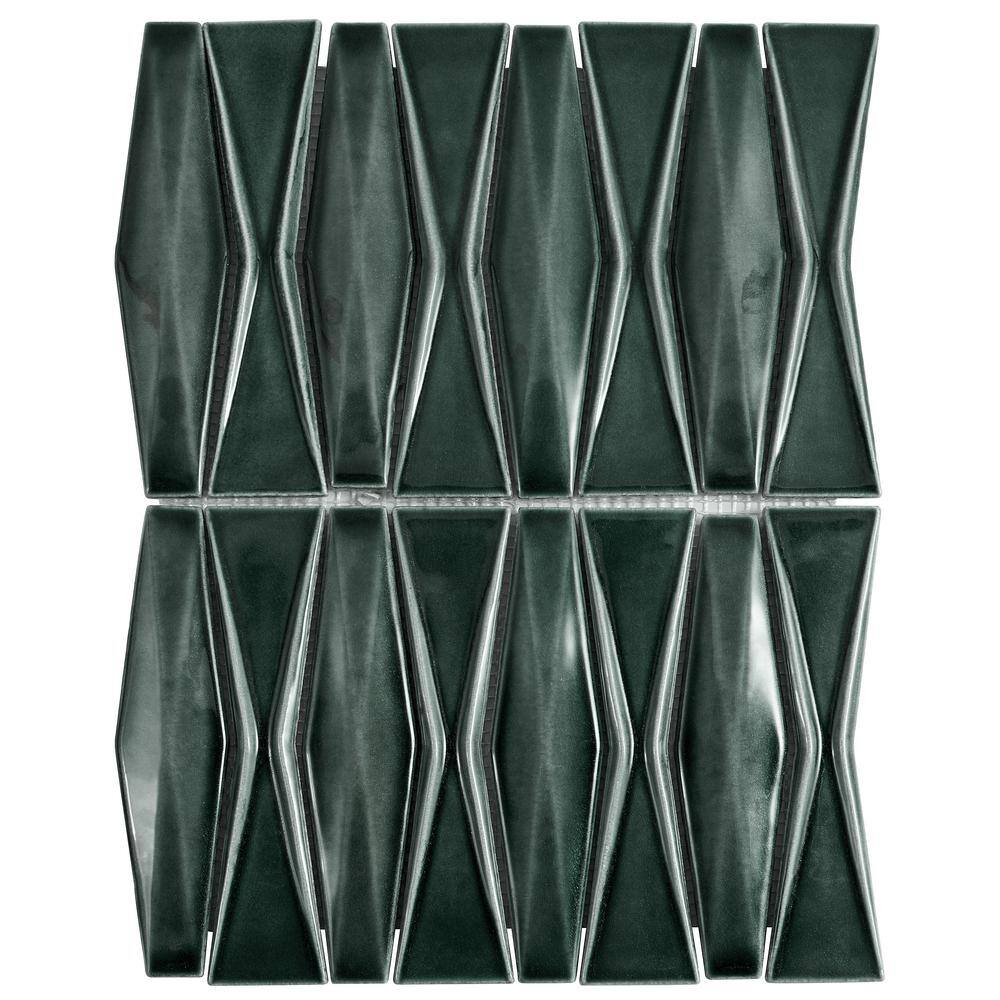 Deep Emerald Glossy Ceramic Mosaic Tile for Walls