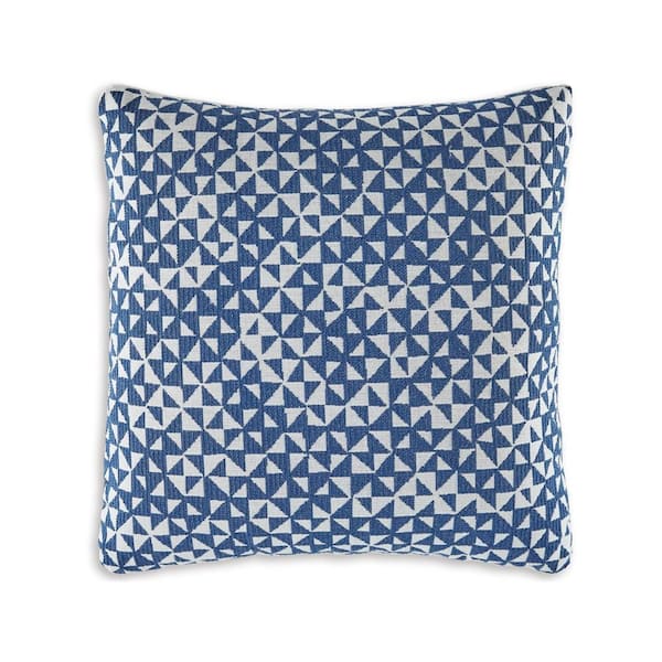 Benjara Coel Blue and White Polyester 18 in. X 5 in. Throw Pillow (Set of 4)