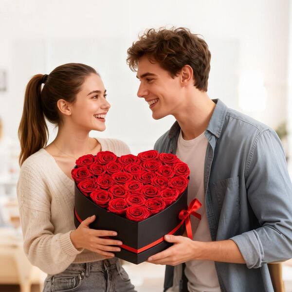 SKYSHALO 27 Preserved Roses in a Heart-Shaped Box, 5.91 in. Red