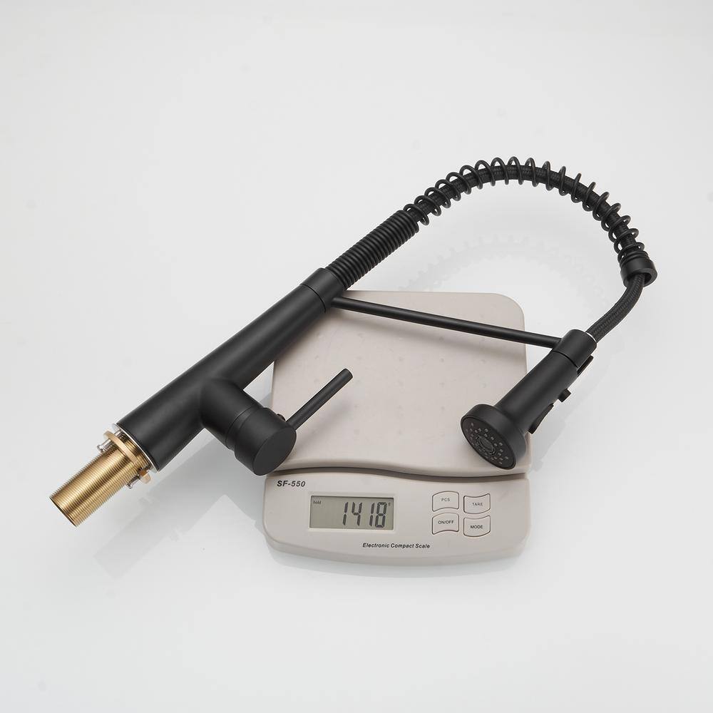 Matte Black Single-Handle Pull-Down Sprayer High Arc Kitchen Faucet