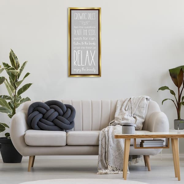 Rustic Gardening Rules by Lil' Rue Gold Floater Frame Typography Graphic Art Print 31 in. x 15 in.