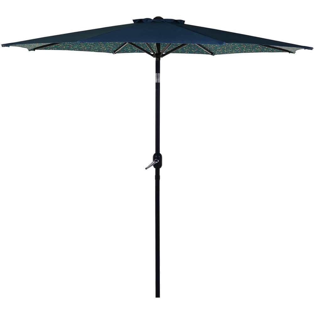 9 ft. Outdoor Patio Tilt Market Enhanced Aluminum Umbrella in Flower&Leaves