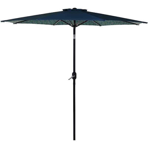 Unbranded 9 ft. Outdoor Patio Tilt Market Enhanced Aluminum Umbrella in Flower&Leaves