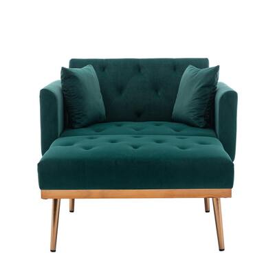 Green Velvet Chaise Lounge Included Pillow