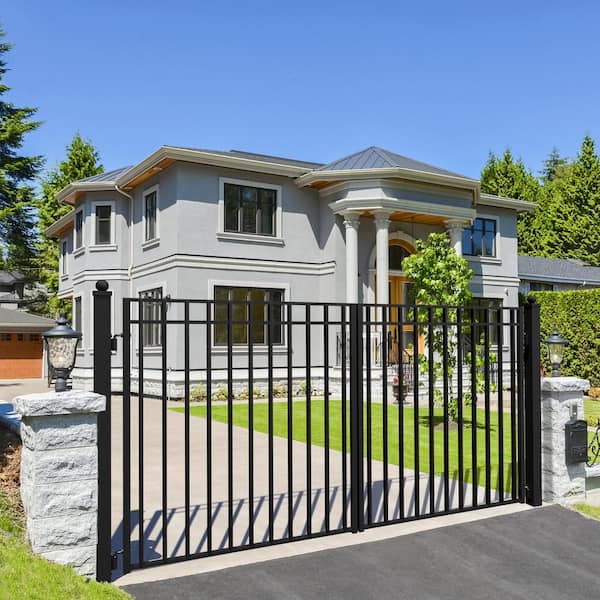 ALEKO Madrid Style 12 x Black Steel Dual Swing Driveway