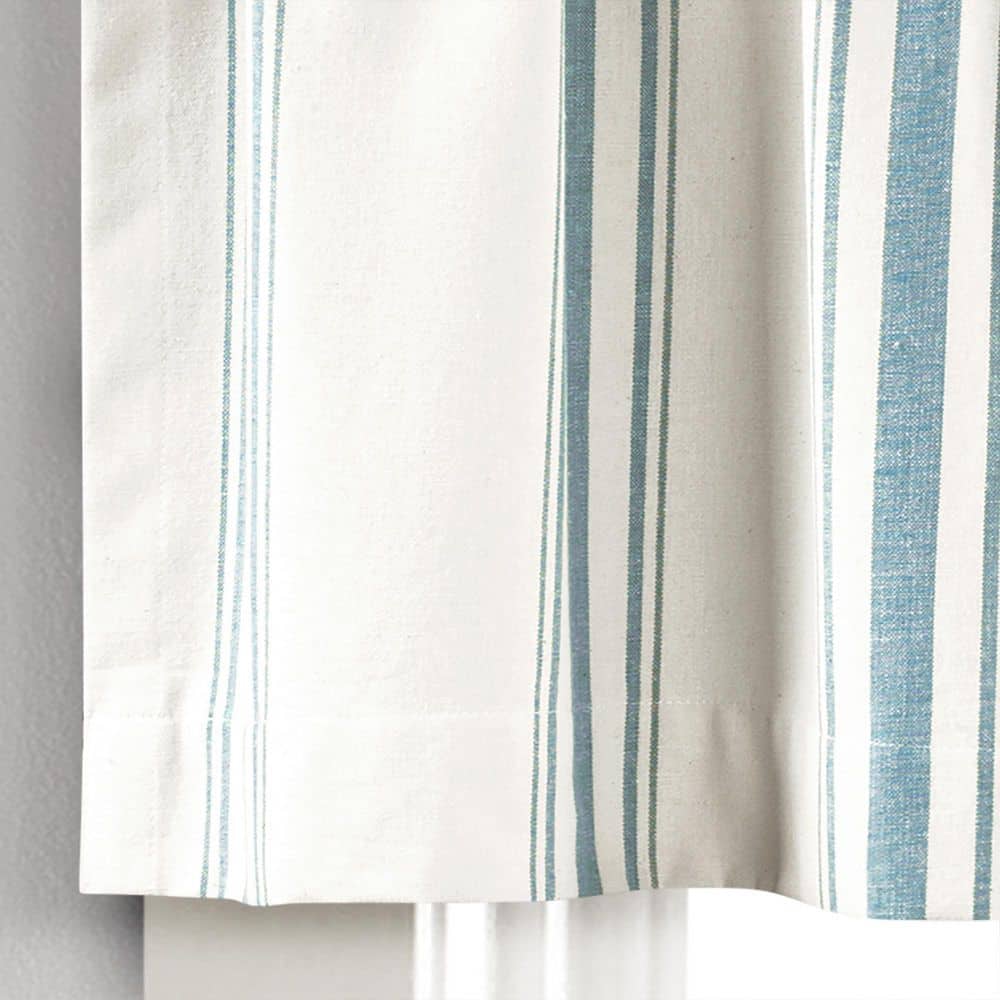 Blue Striped Recycled Cotton Rod Pocket Valance, 18" L x 52" W
