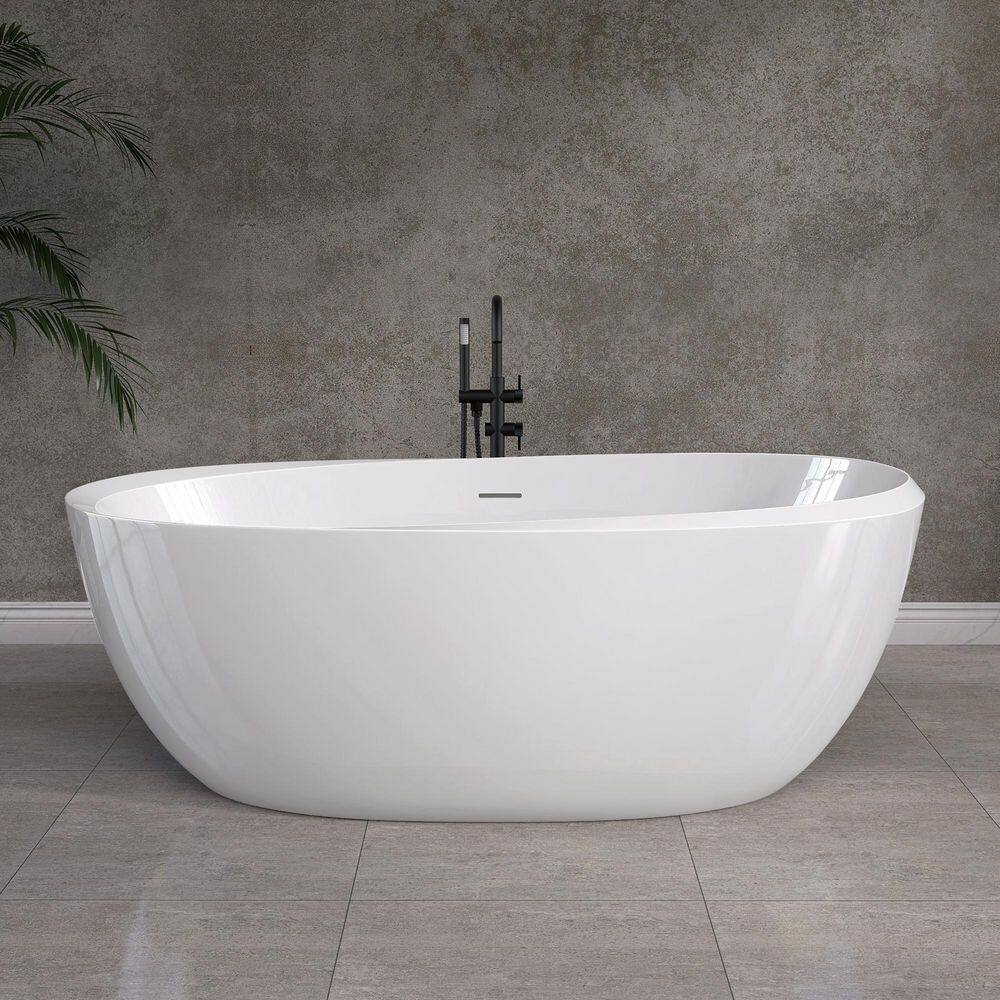 Ome 67 in. x 29.5 in. Acrylic Freestanding Soaking Bathtub Flatbottom Stand Alone Tub with Anti-Clogging Drain in White price history on PriceWatchPro