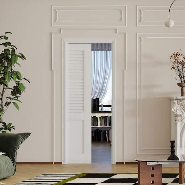 TENONER 28 in. x 80 in. Pre-Assembled Half Louvered Panel