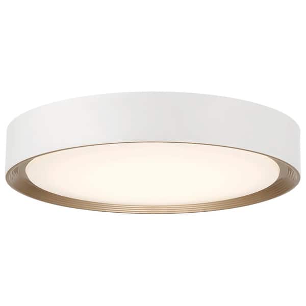 Access Lighting Malaga 23.75 in. 40-Watt Matte White Integrated LED Flush Mount with White Acrylic Shade