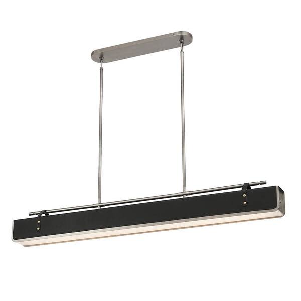 ALORA Valise 60 in. 1 Light 92-Watt Aged Nickel/Tuxedo Leather Integrated LED Pendant Light