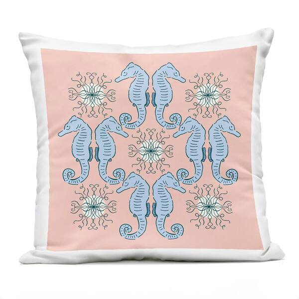 Stupell Industries Symmetrical Coral Seahorse Pattern Pink Square