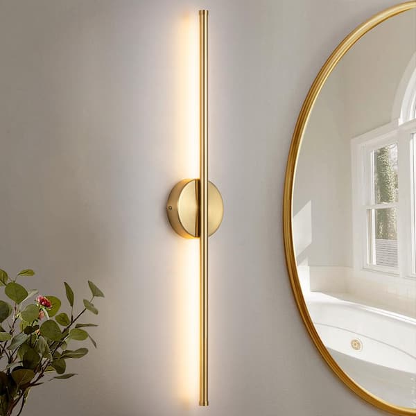 Aidan 27.5 in. 1-Light Gold Linear Dimmable LED Wall Sconce
