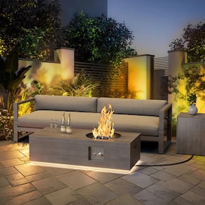 48 in. 50,000 BTU Rectangle Outdoor Propane Gas Fire Pit Table in Brown with Golden Light