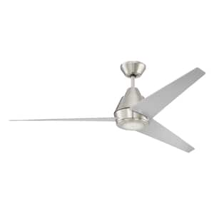 Acadian 56 in. Indoor Dual Mount Brushed Nickel Finish Ceiling Fan with LED Light Kit and Hard-Wired 4 Speed Fan Control