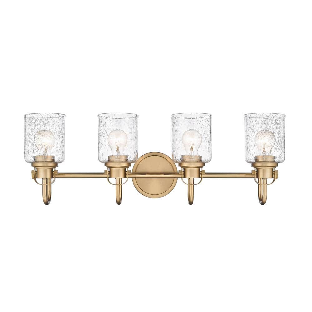 Heirloom Gold 4-Light Vanity with Seeded Glass Shades