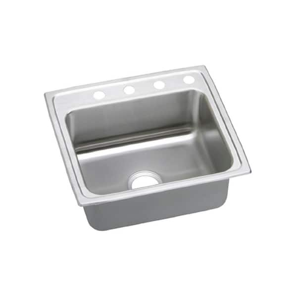 Elkay Lustertone Drop-In Stainless Steel 25 in. 4-Hole Single Bowl ADA Compliant Kitchen Sink with 5.5 in. Bowls