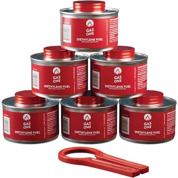 6-Pack 2-hr Cooking Fuel 2.82 oz Wick Safe Chafing Fuel DEG with Lid Opener for Chafing Dishes Accessories