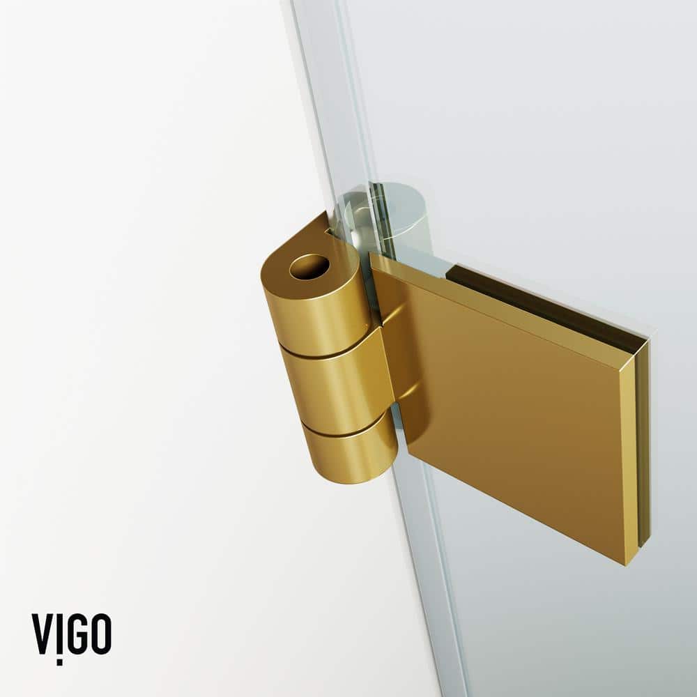 Matte Gold Frameless Hinged Tub Door with Clear Glass