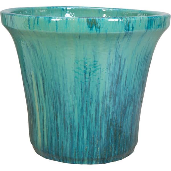 Unbranded 17 in. Caribbean Blue Ceramic Tapered Cylinder
