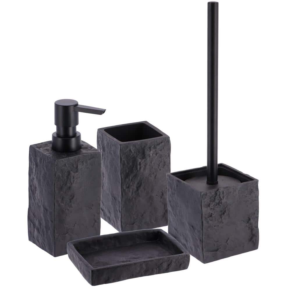 Black Stone Effect Resin Hand Soap and Lotion Dispenser